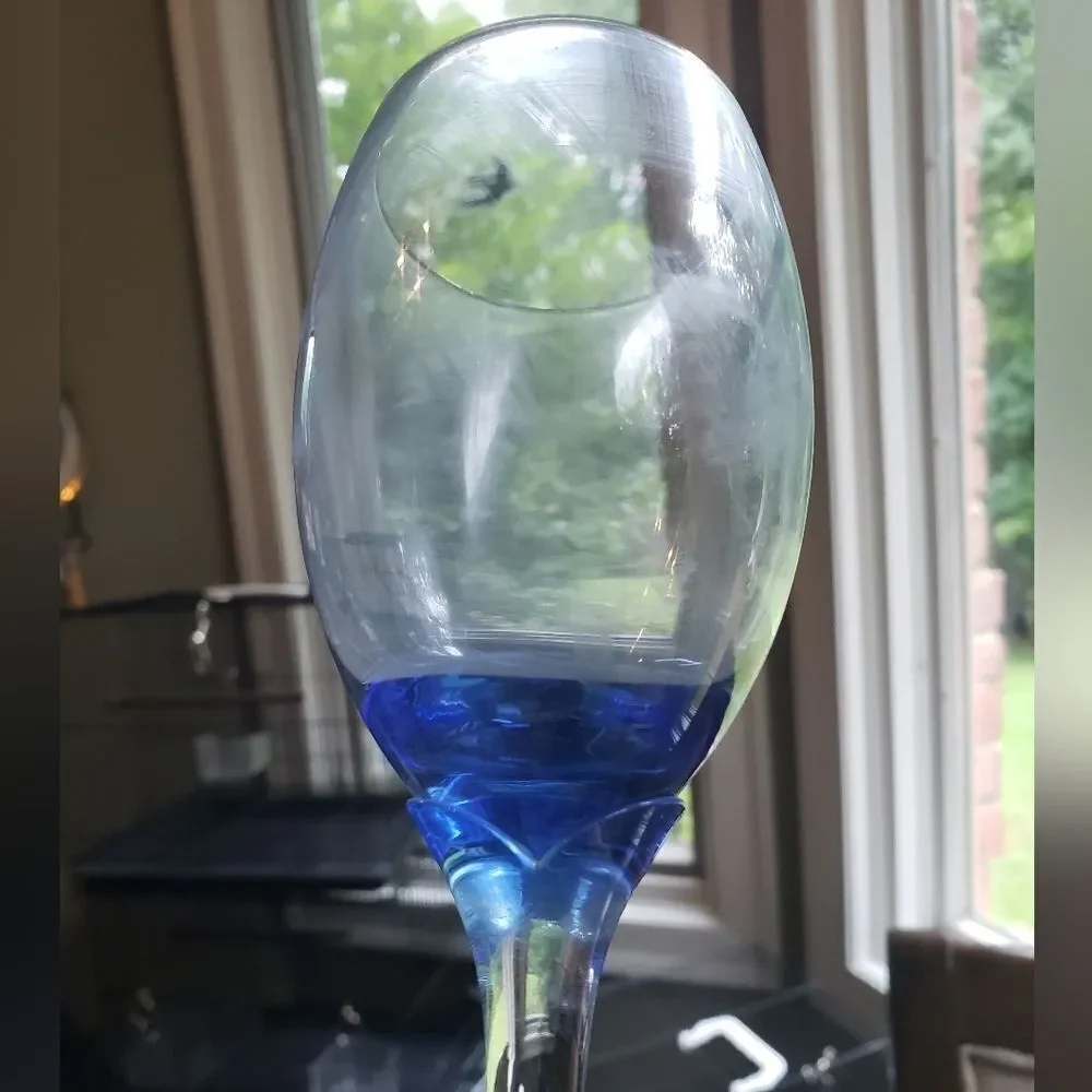 2 Tulip Stem Champagne Flutes Colbert Blue